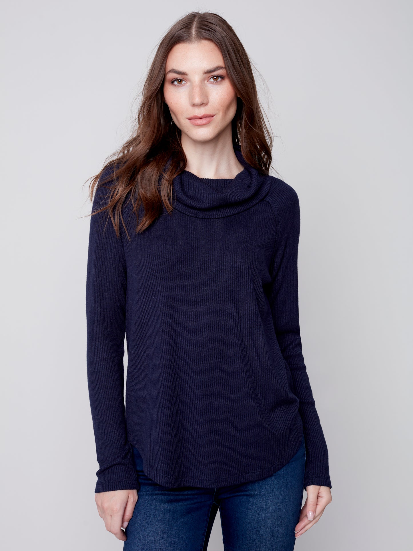 CB Ribbed Cowl Neck Top