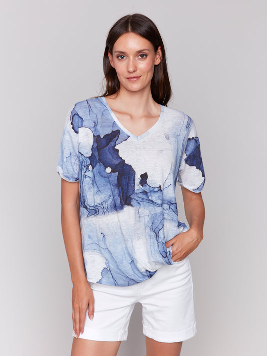 CB Printed Top W/Twisted Front