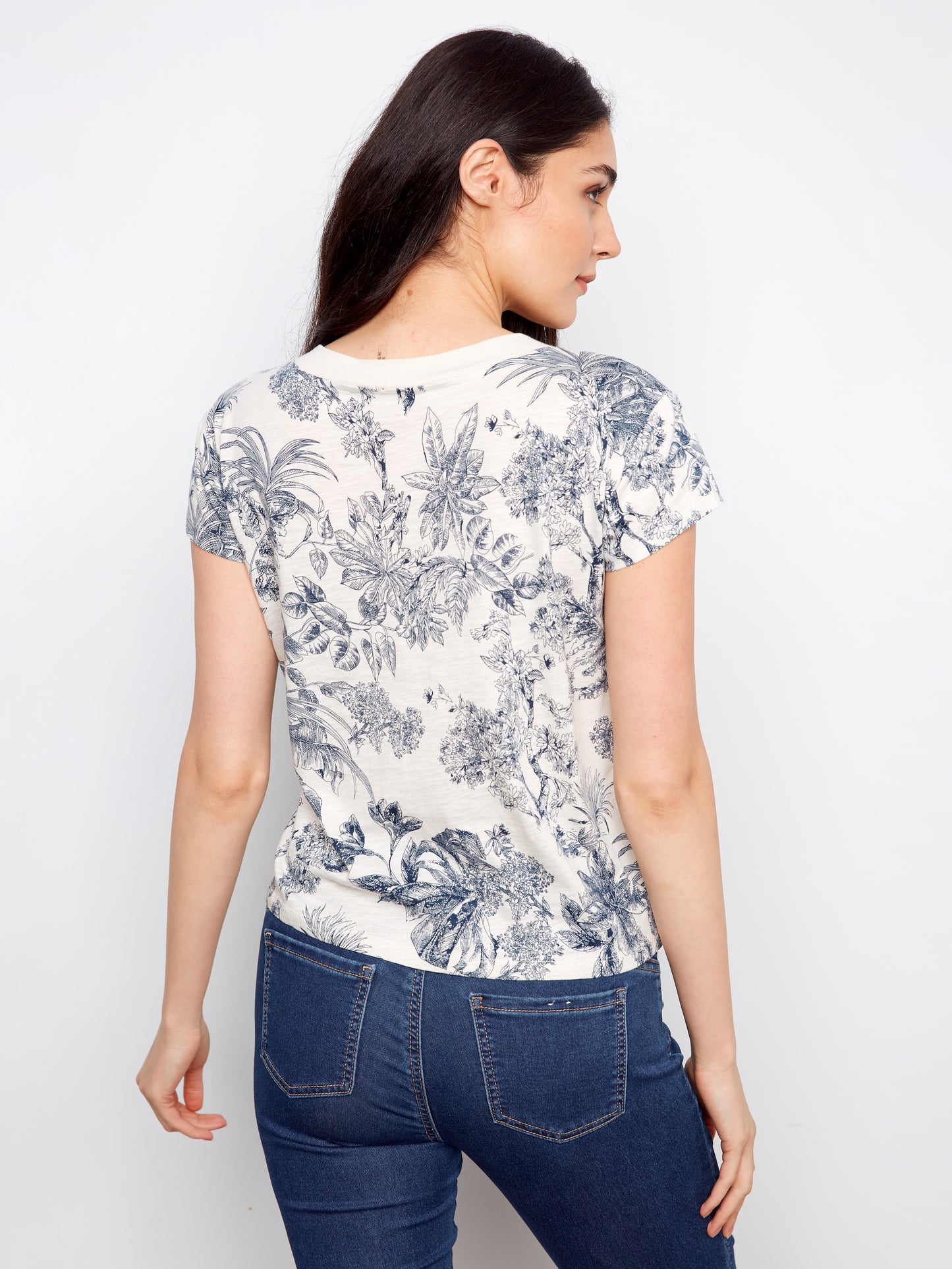 CB Printed Cotton V-Neck T