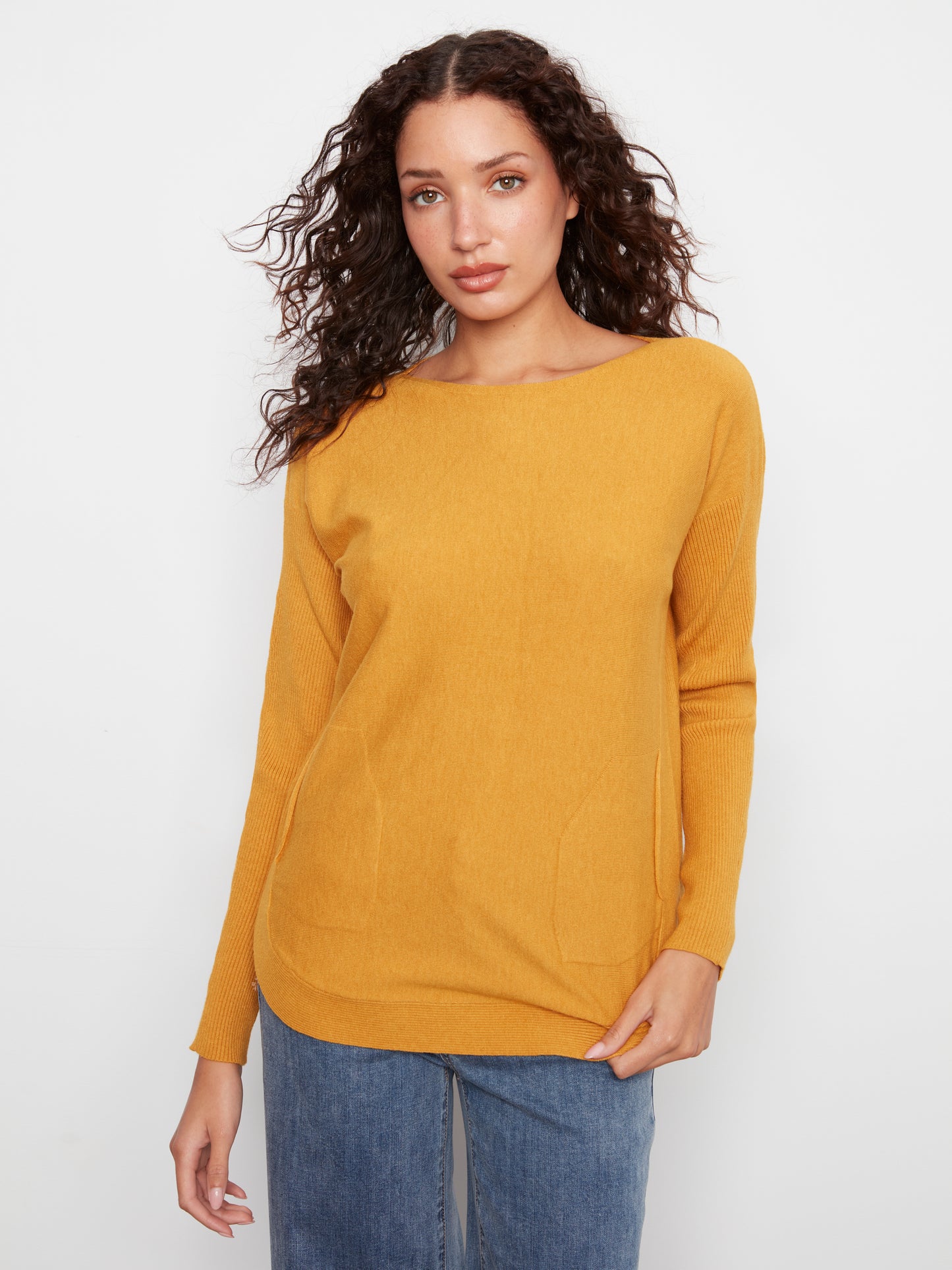 CB Boatneck Sweater Eyelet Detail