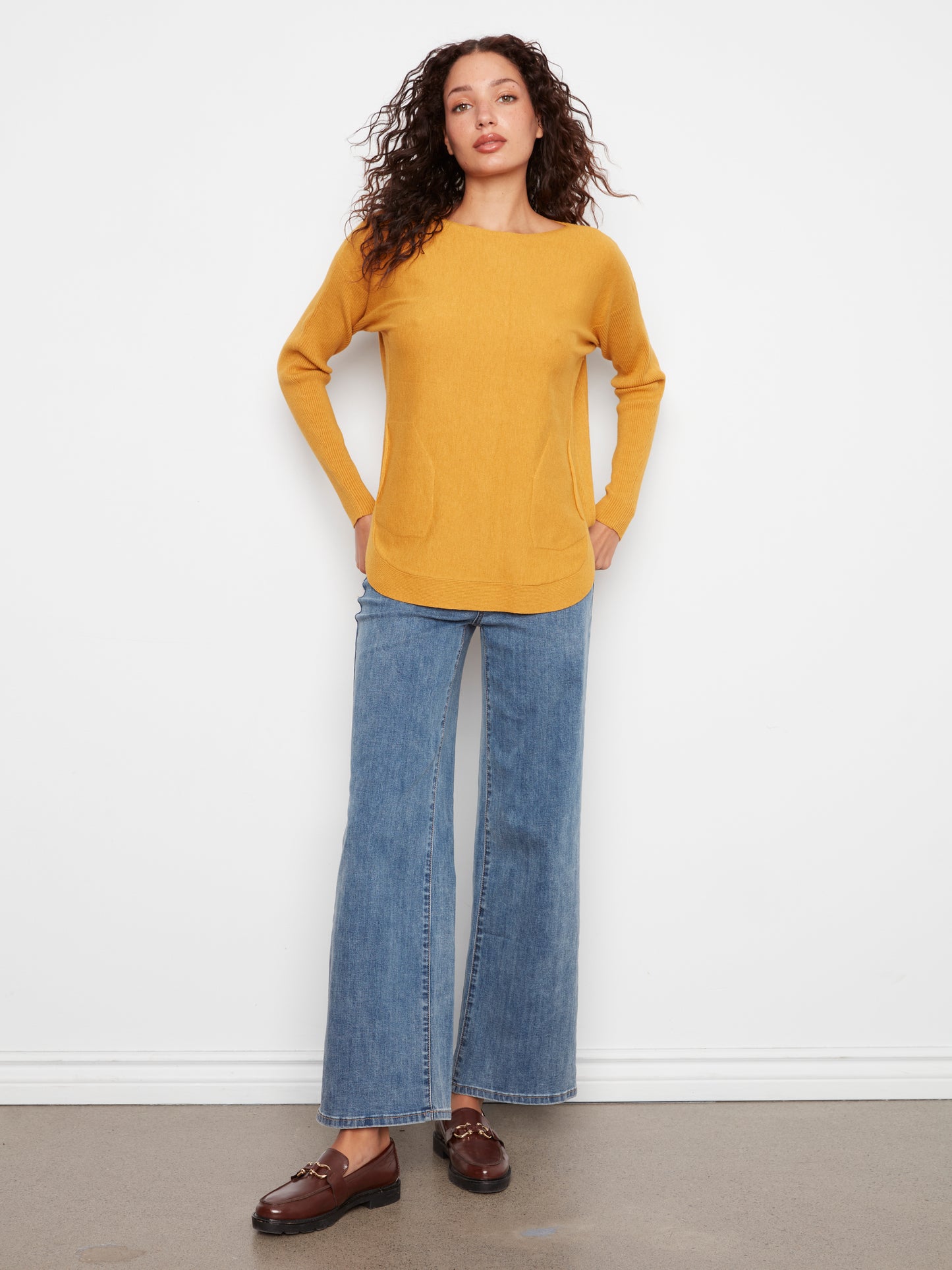 CB Boatneck Sweater Eyelet Detail
