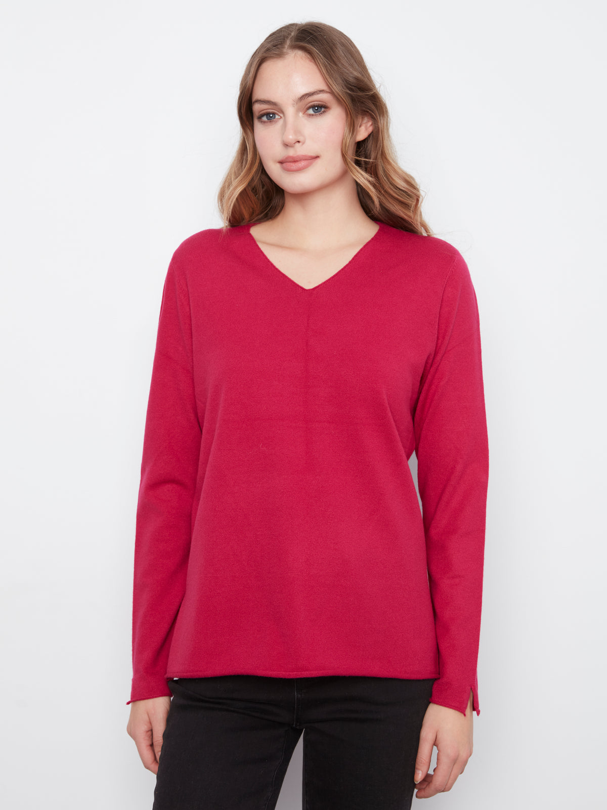 CB Long Slv V-Neck Sweater
