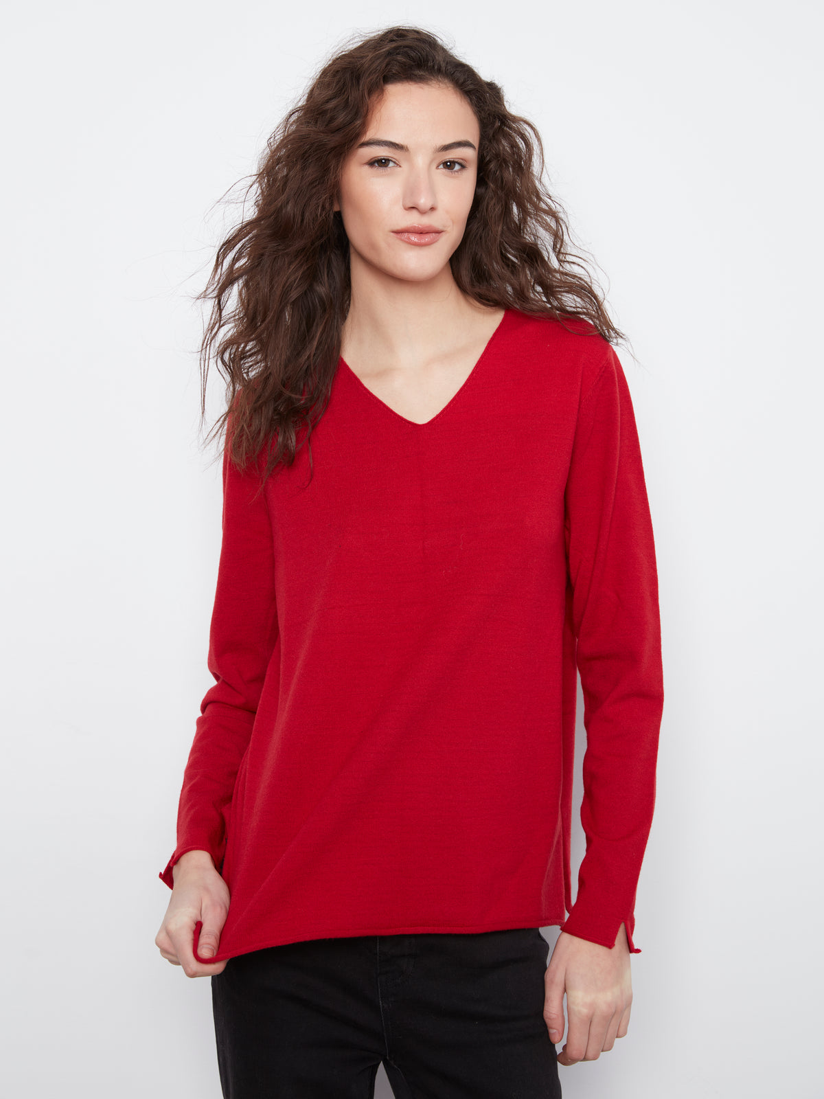 CB Long Slv V-Neck Sweater