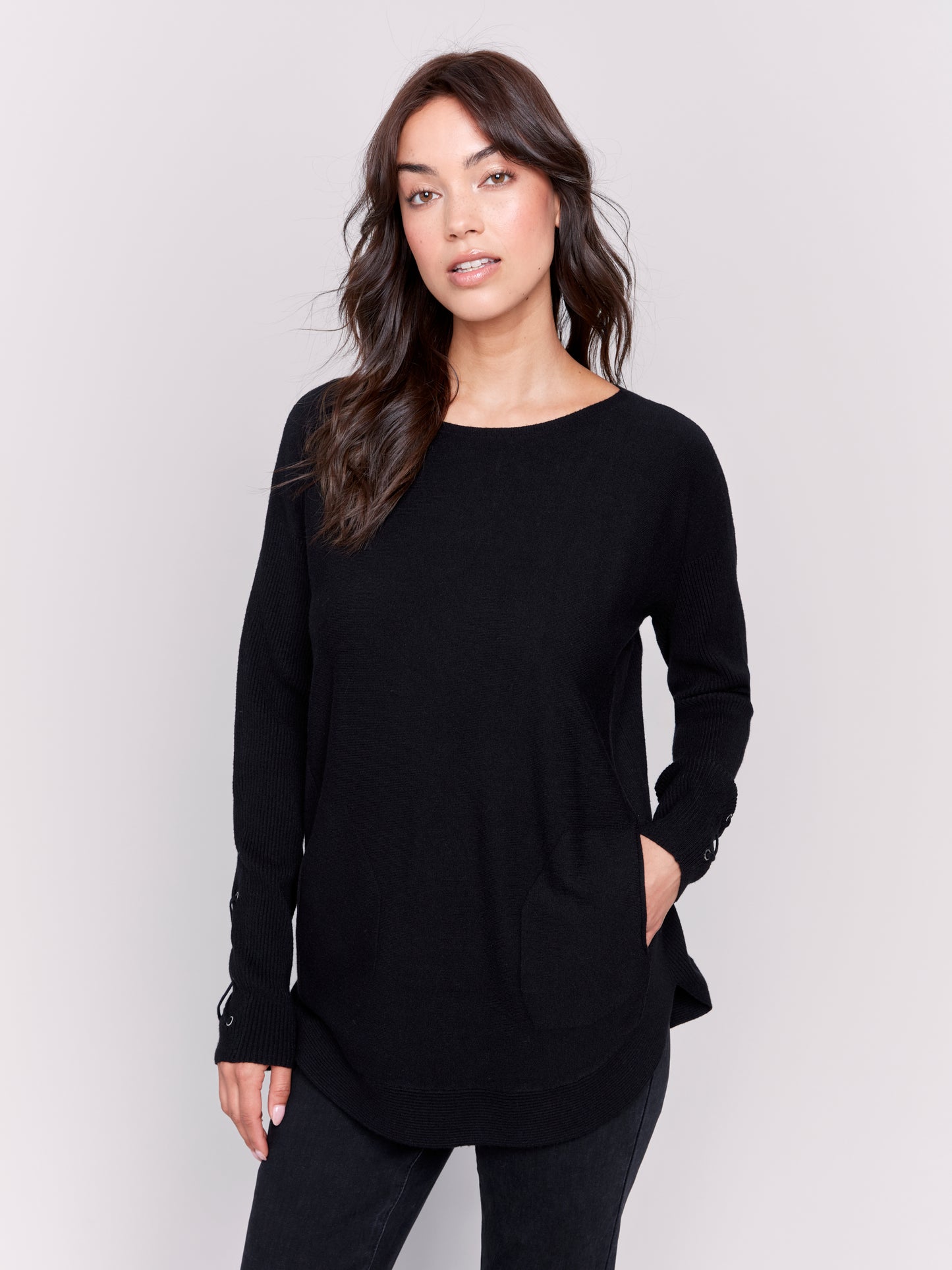 CB Cuff Lace-Up Sweater