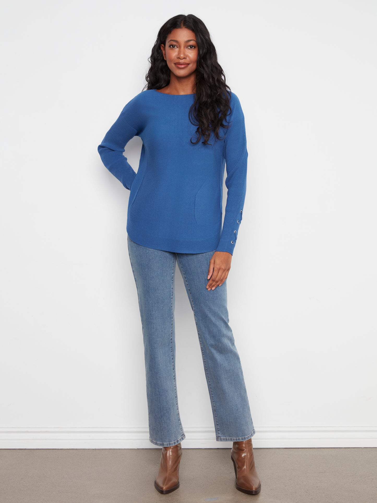 CB Lace-Up Slv Sweater