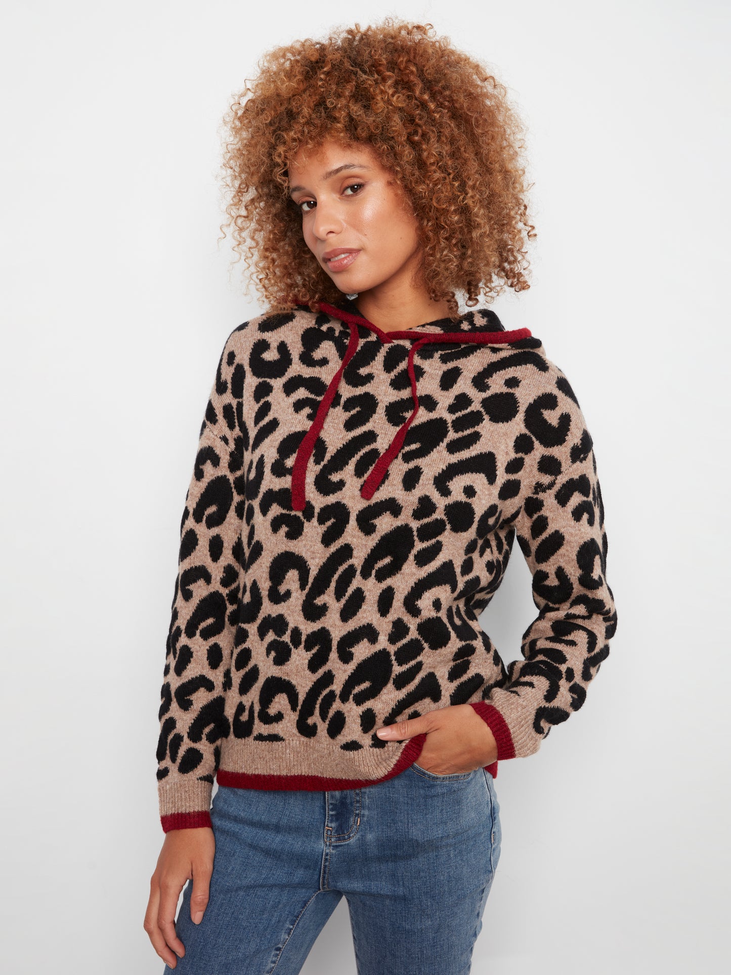 CB Leopard Jacquard Hooded Sweater