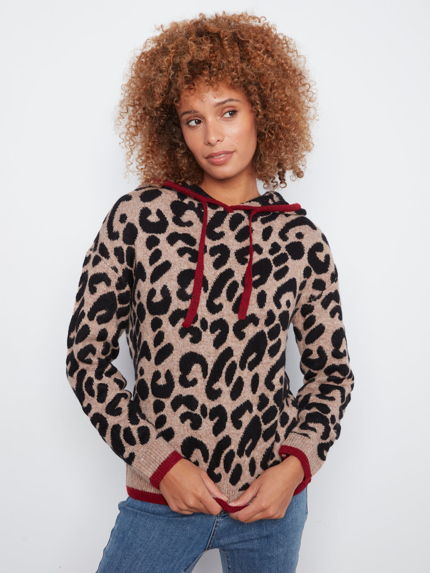 CB Leopard Jacquard Hooded Sweater