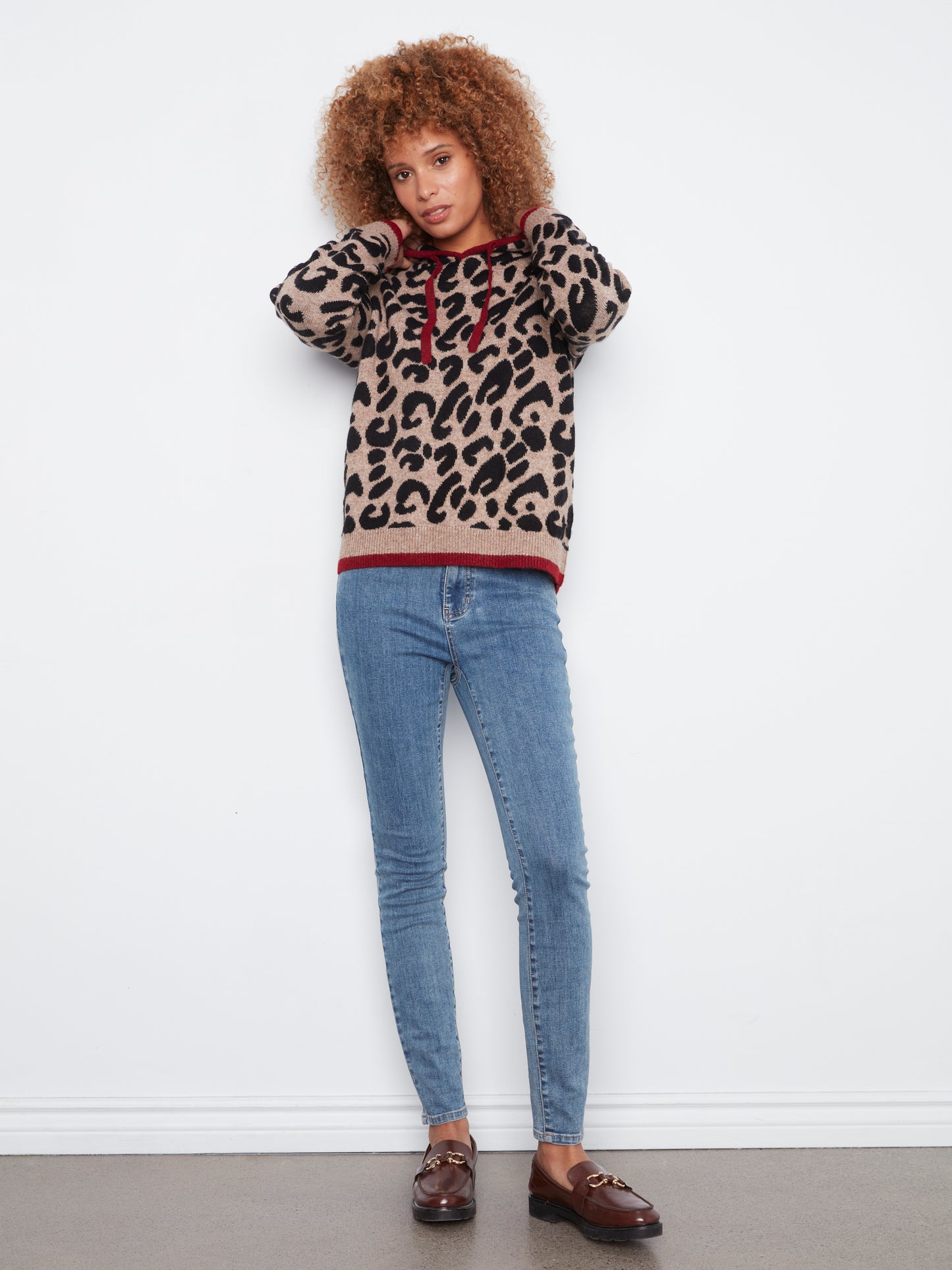CB Leopard Jacquard Hooded Sweater