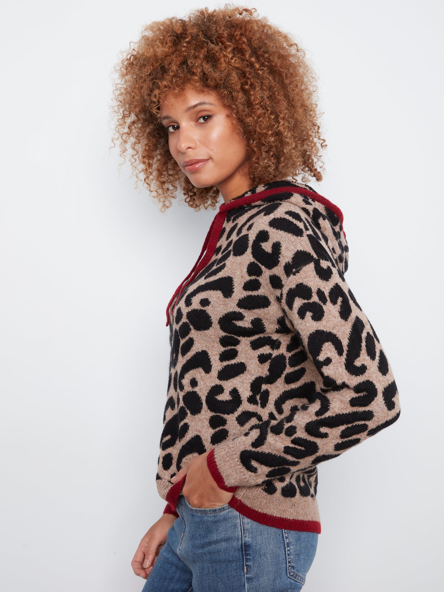 CB Leopard Jacquard Hooded Sweater