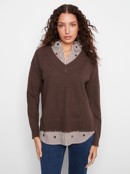 CB V-Neck Fooler W/Stripe Collar