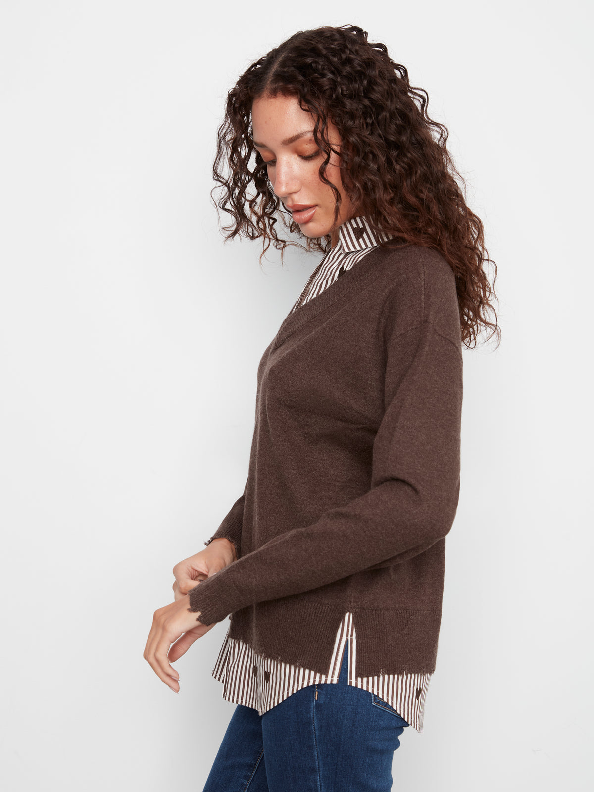 CB V-Neck Fooler W/Stripe Collar