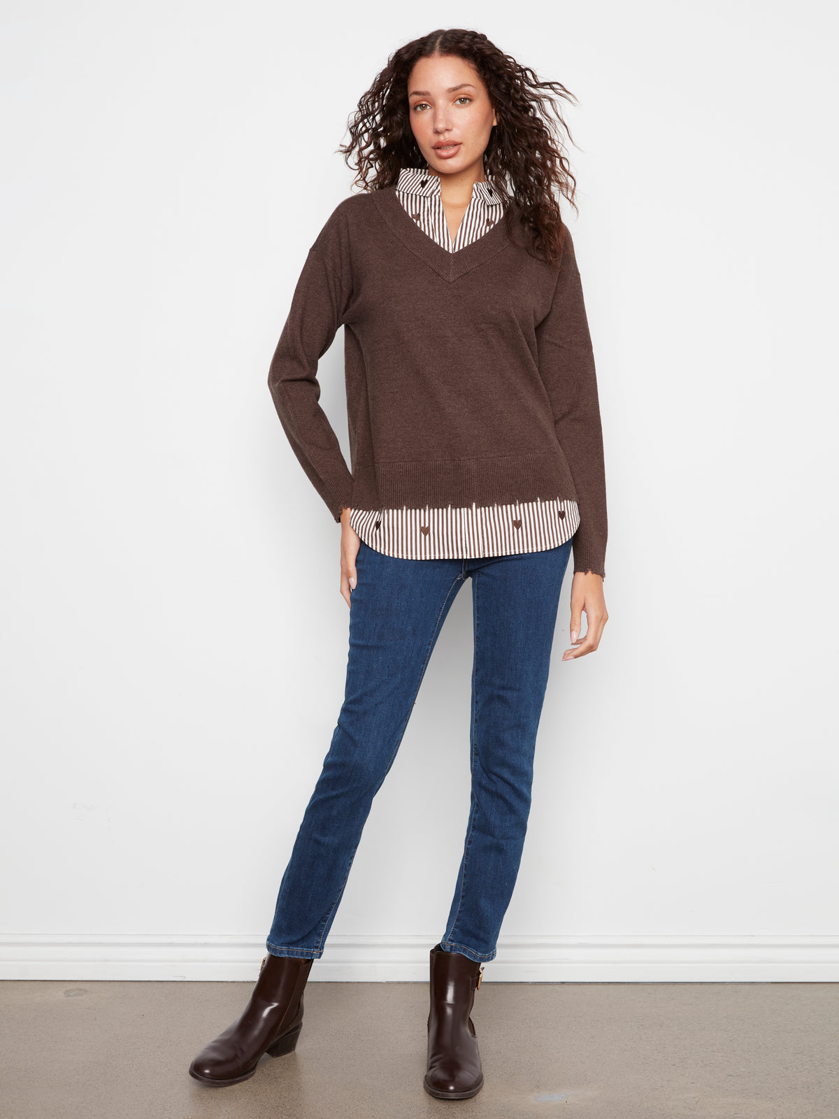 CB V-Neck Fooler W/Stripe Collar
