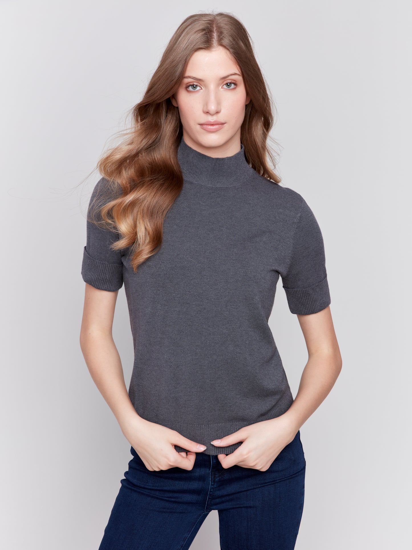 CB Short Slv Mockneck Top