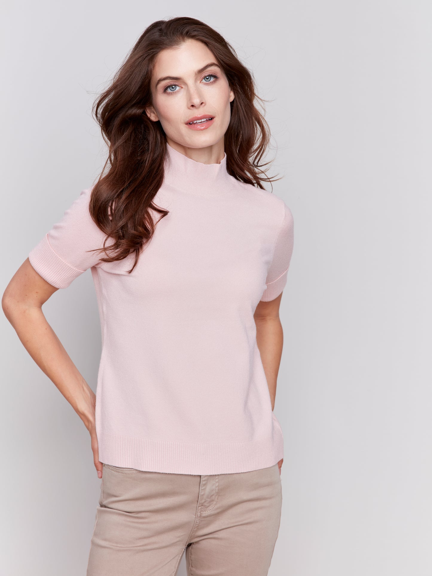 CB Short Slv Mockneck Top