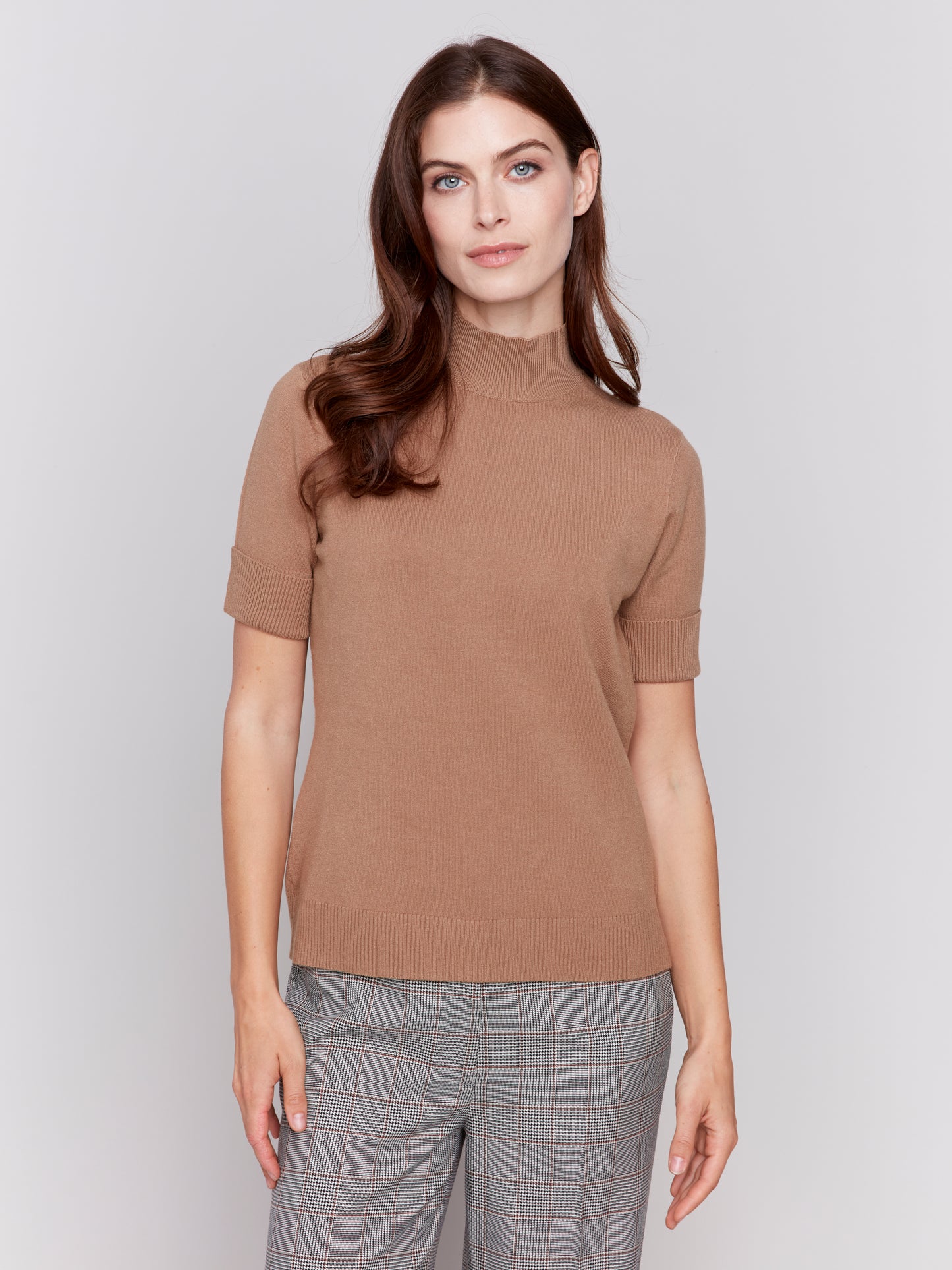 CB Short Slv Mockneck Top