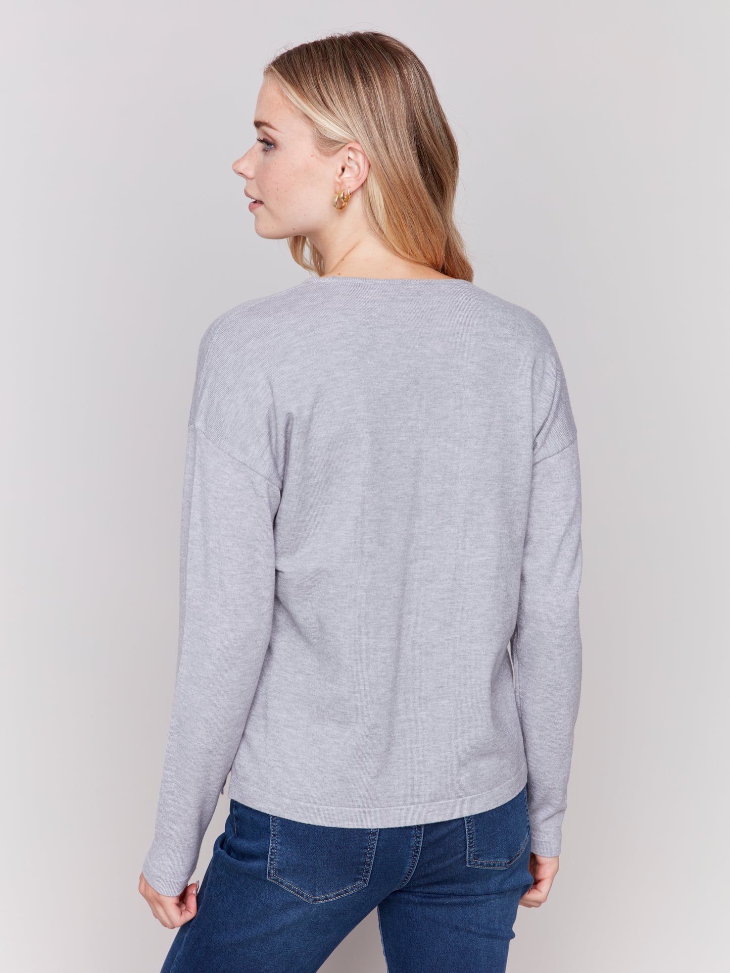 CB Heart Stitch V-Neck Sweater