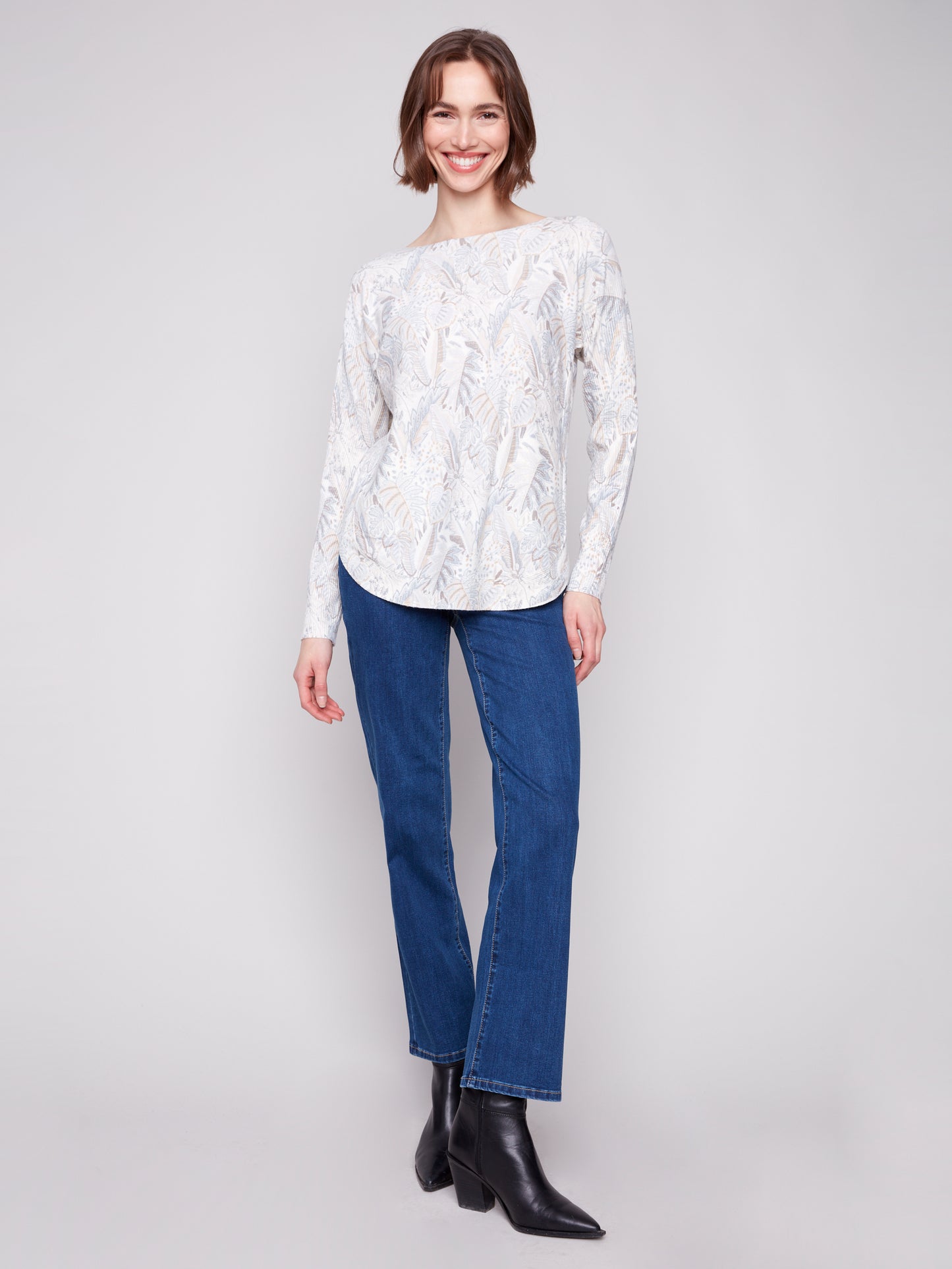 CB Printed Rounded Hem Sweater