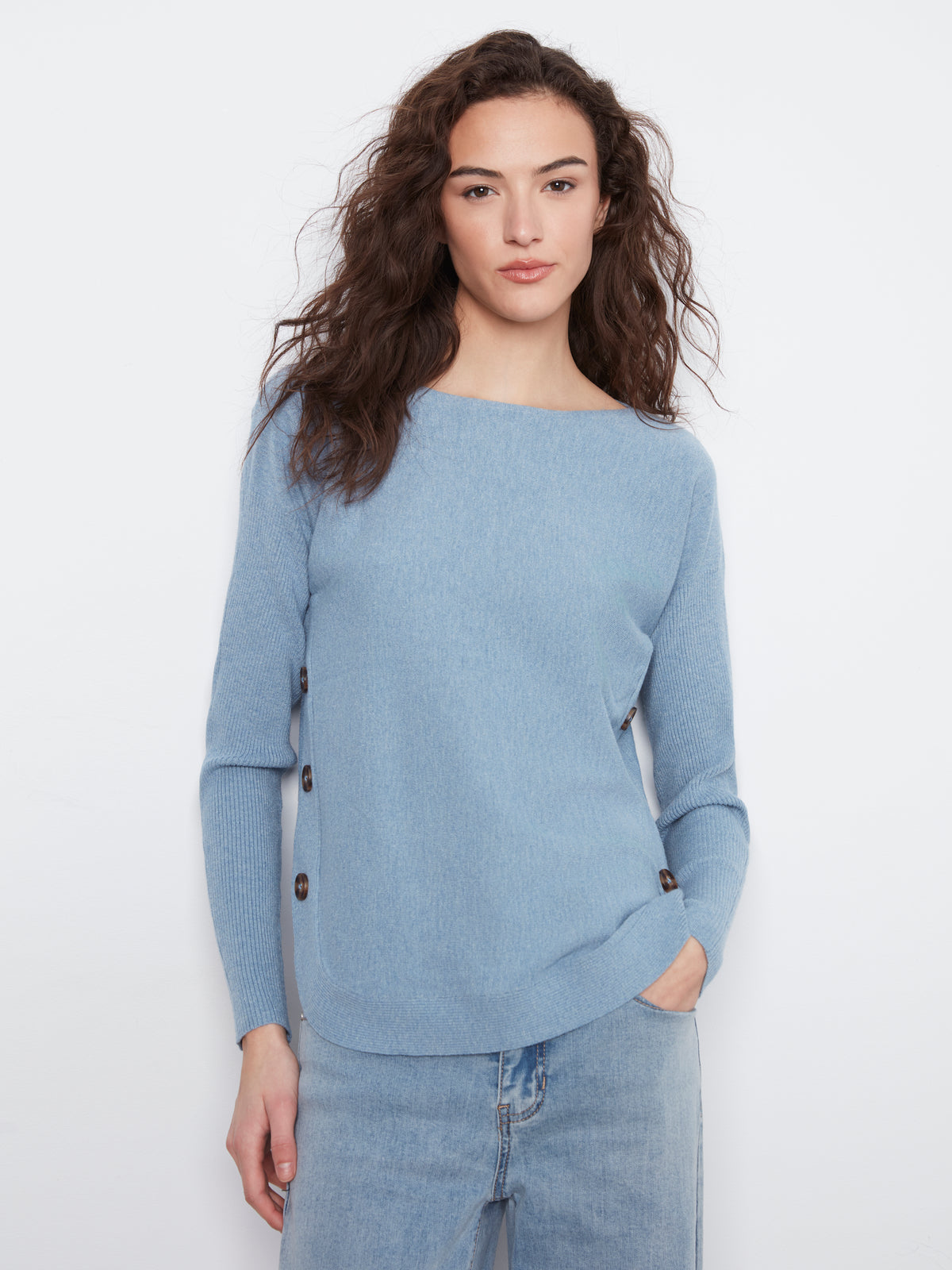 CB Boatneck Sweater w/Side Btts