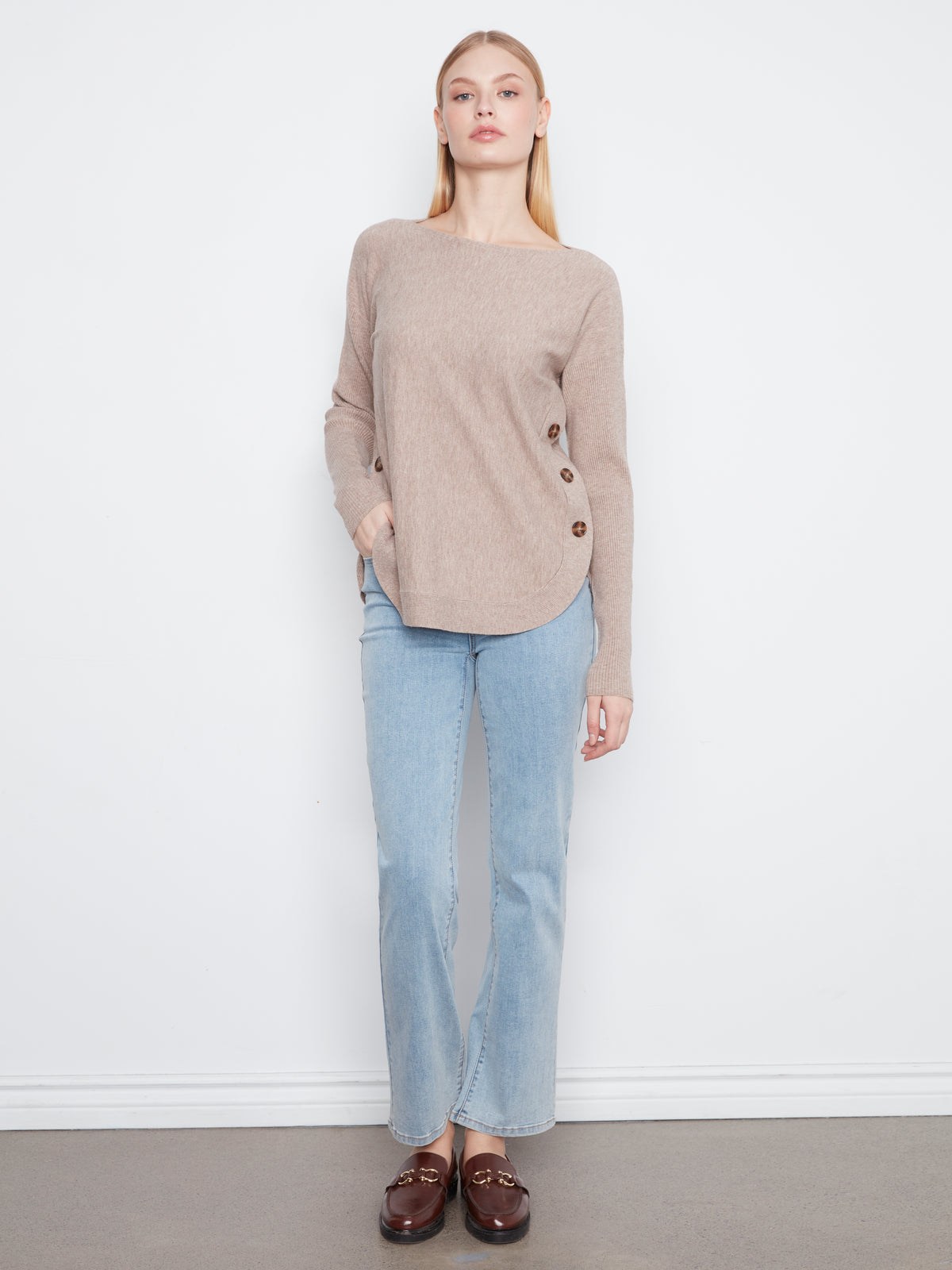 CB Boatneck Sweater w/Side Btts