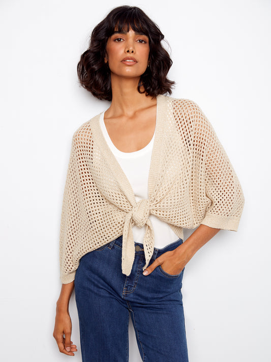 CB Tie Front Lurex Shrug