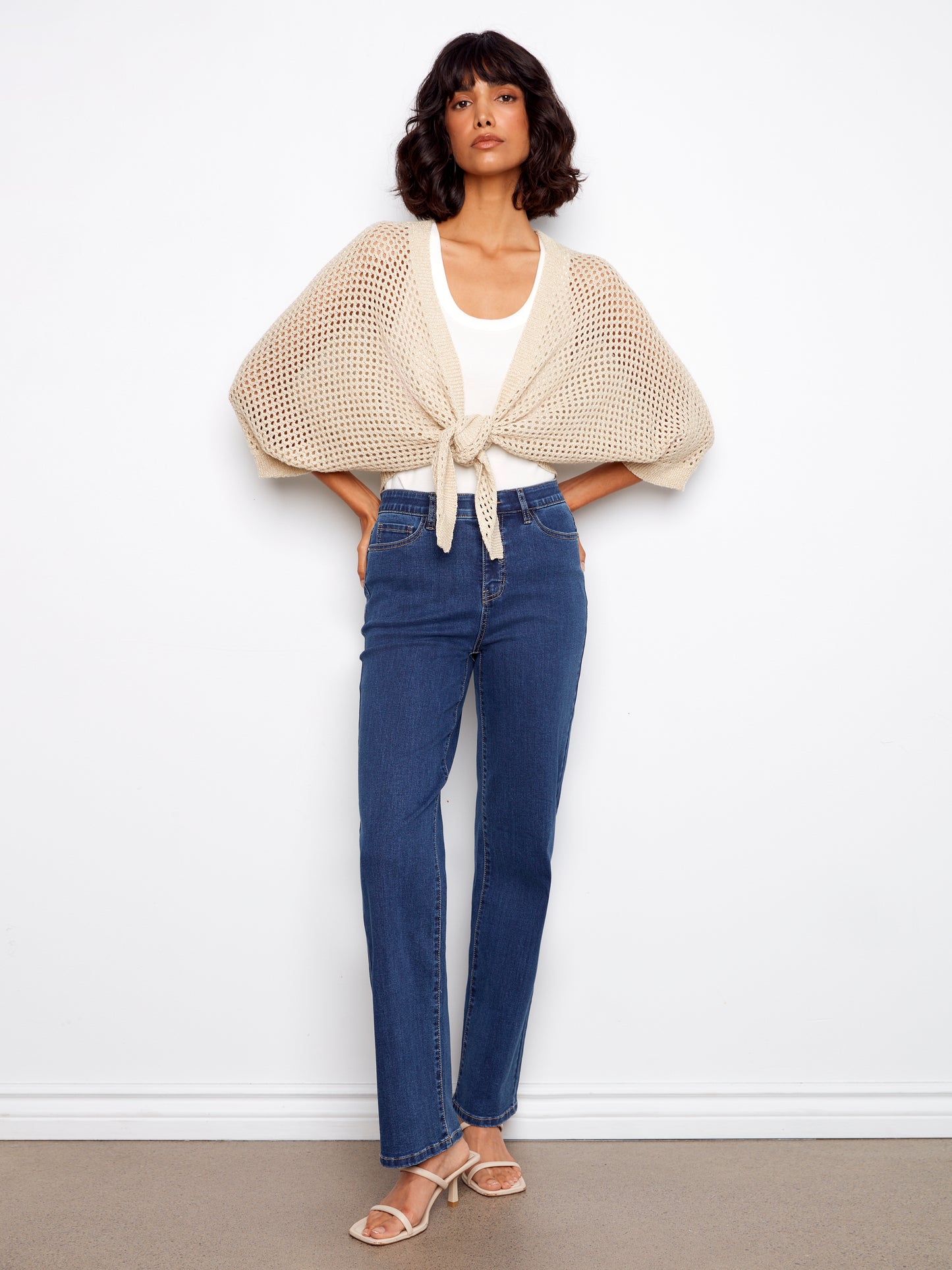 CB Tie Front Lurex Shrug