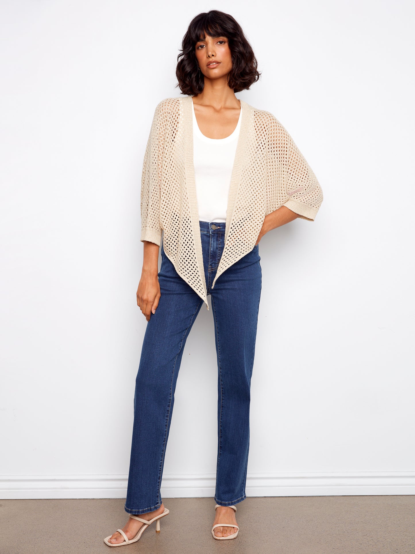 CB Tie Front Lurex Shrug