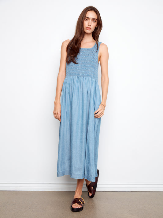 CB Tencel Maxi Dress W/Smocked Bodice