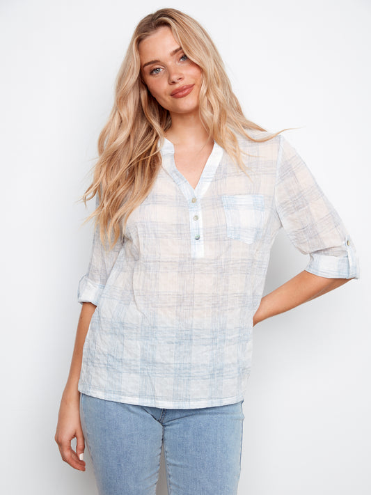 CB Voile Half-Button Blouse