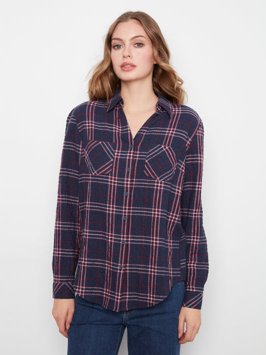 CB Plaid Shirt V Shaped Plack