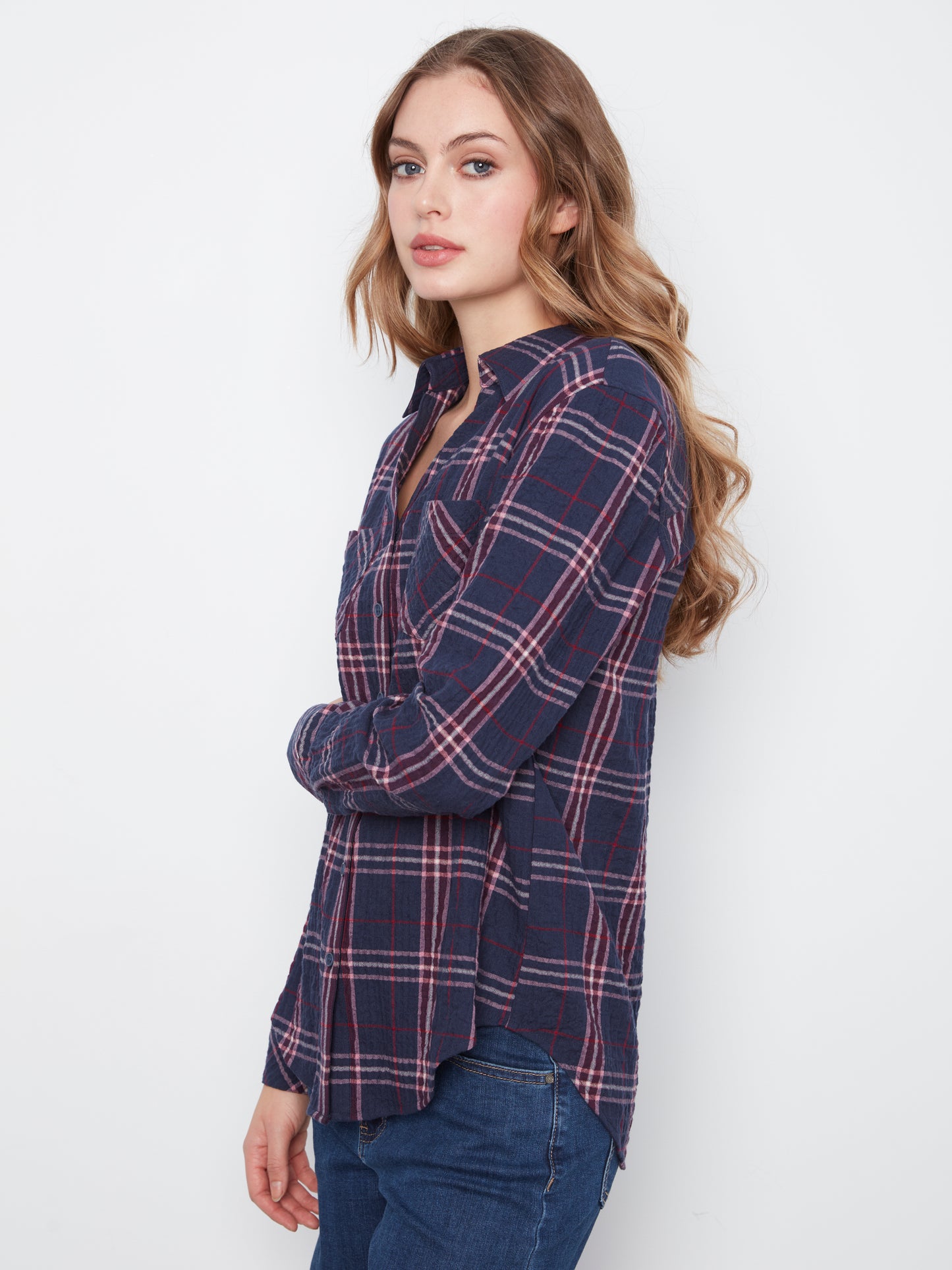 CB Plaid Shirt V Shaped Plack
