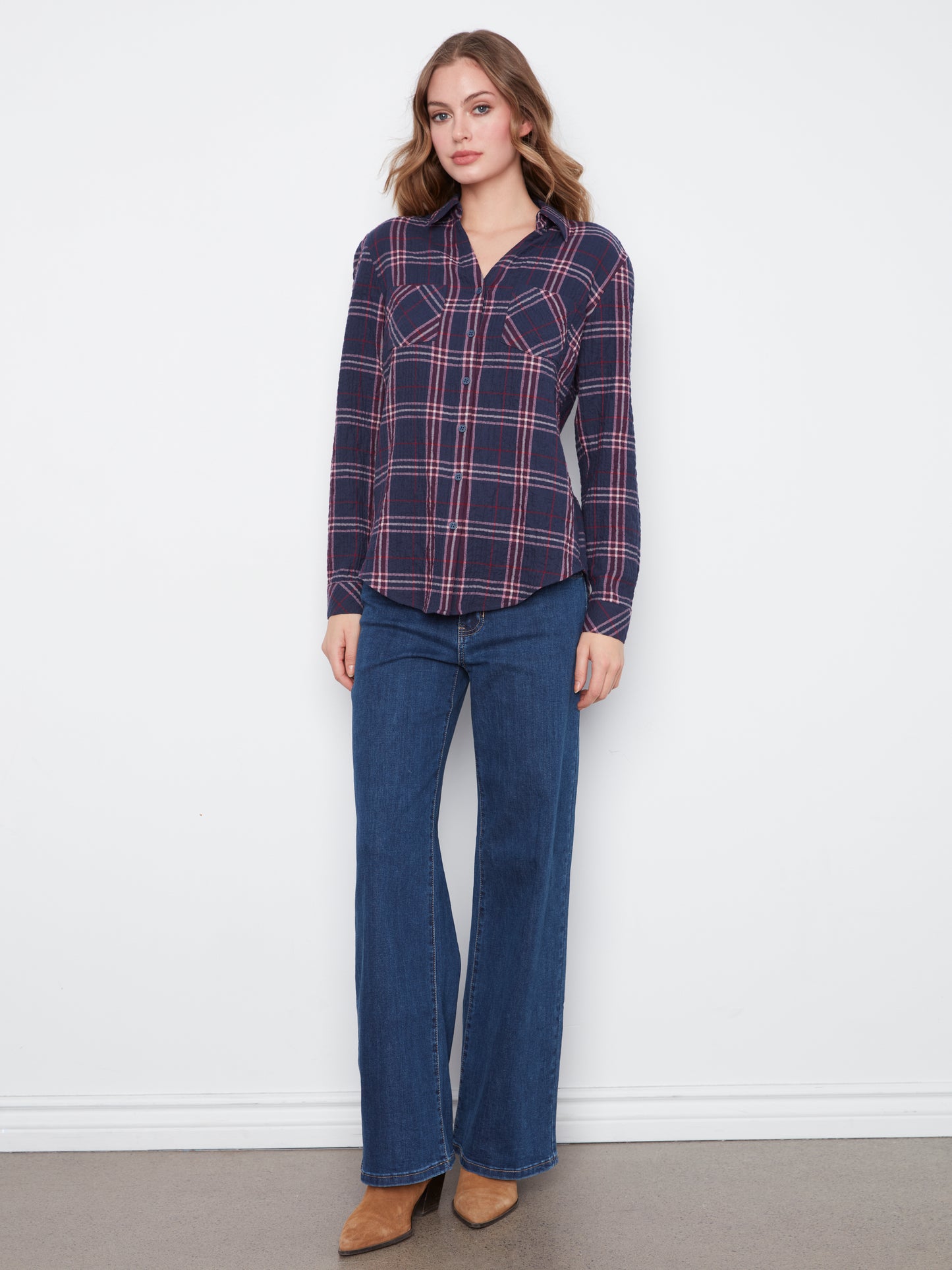 CB Plaid Shirt V Shaped Plack