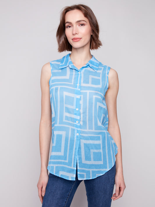 CB Slvless Top W/Tie Front