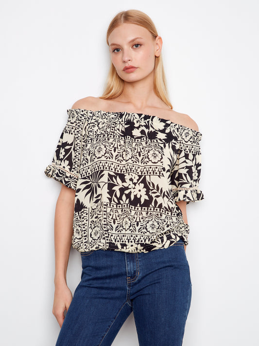 CB Off Shld Top Printed Blouse