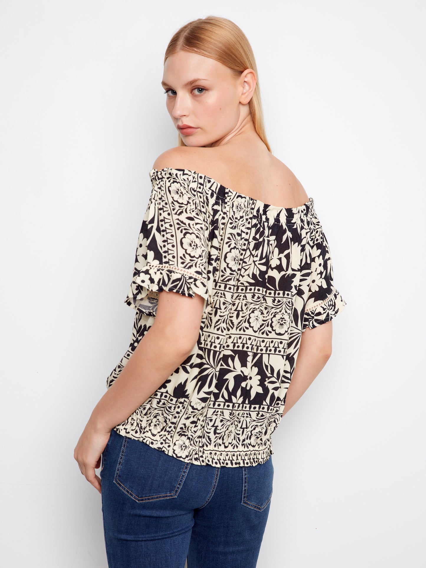 CB Off Shld Top Printed Blouse