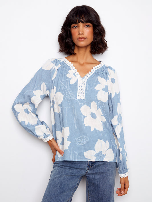 CB Printed Raglan L/S Blouse