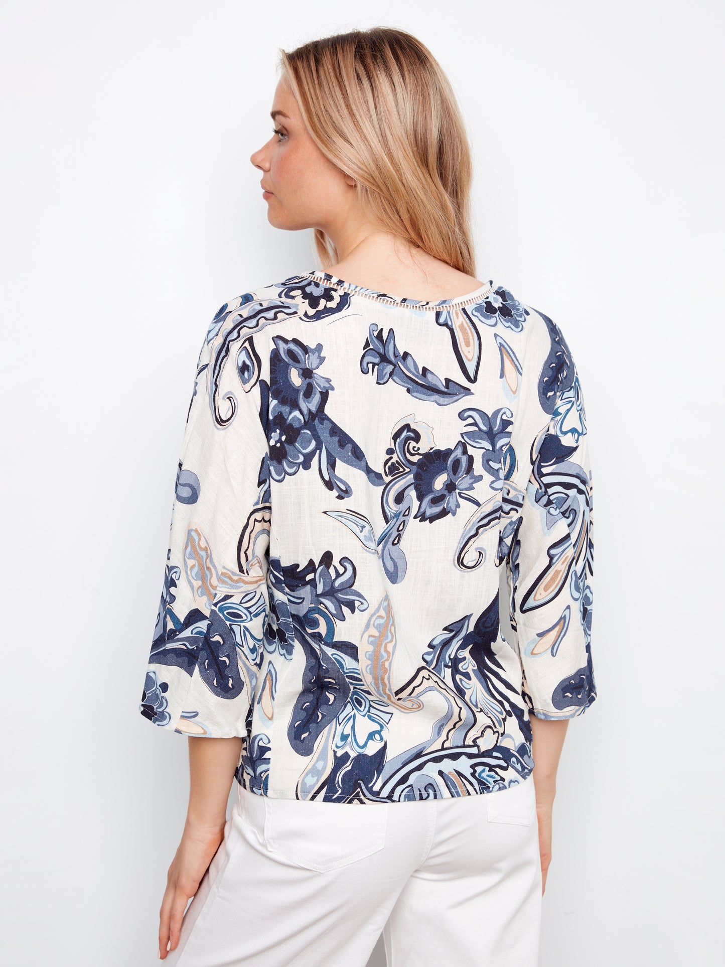 CB Printed Blouse W/Front Bttn