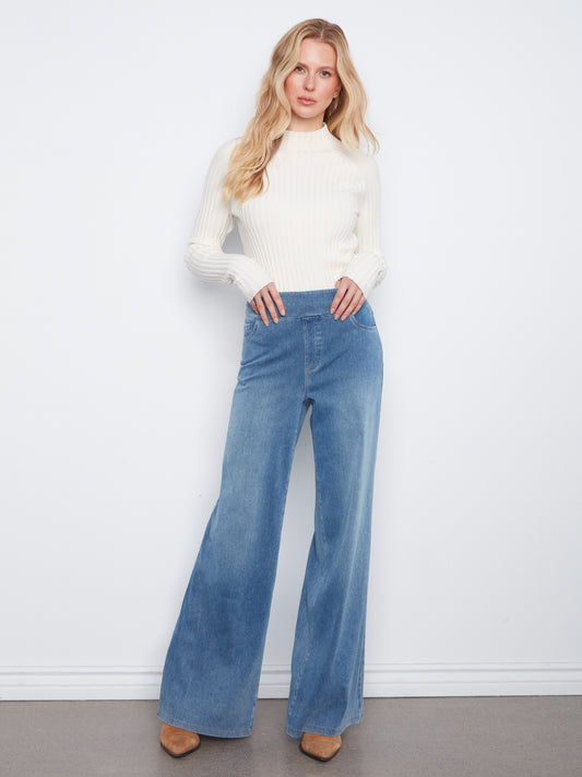CB Knit Denim Wide Leg Jean