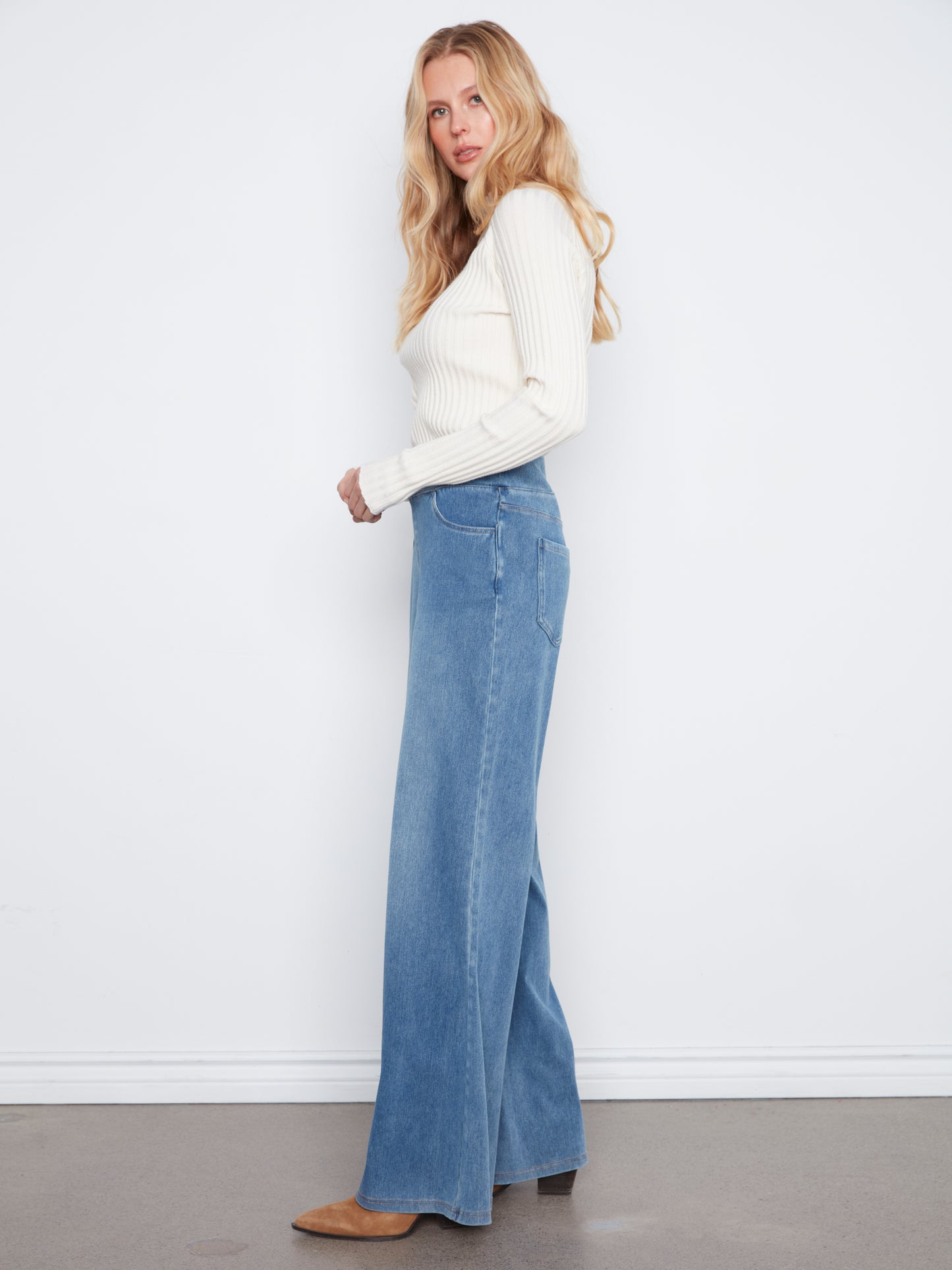 CB Knit Denim Wide Leg Jean