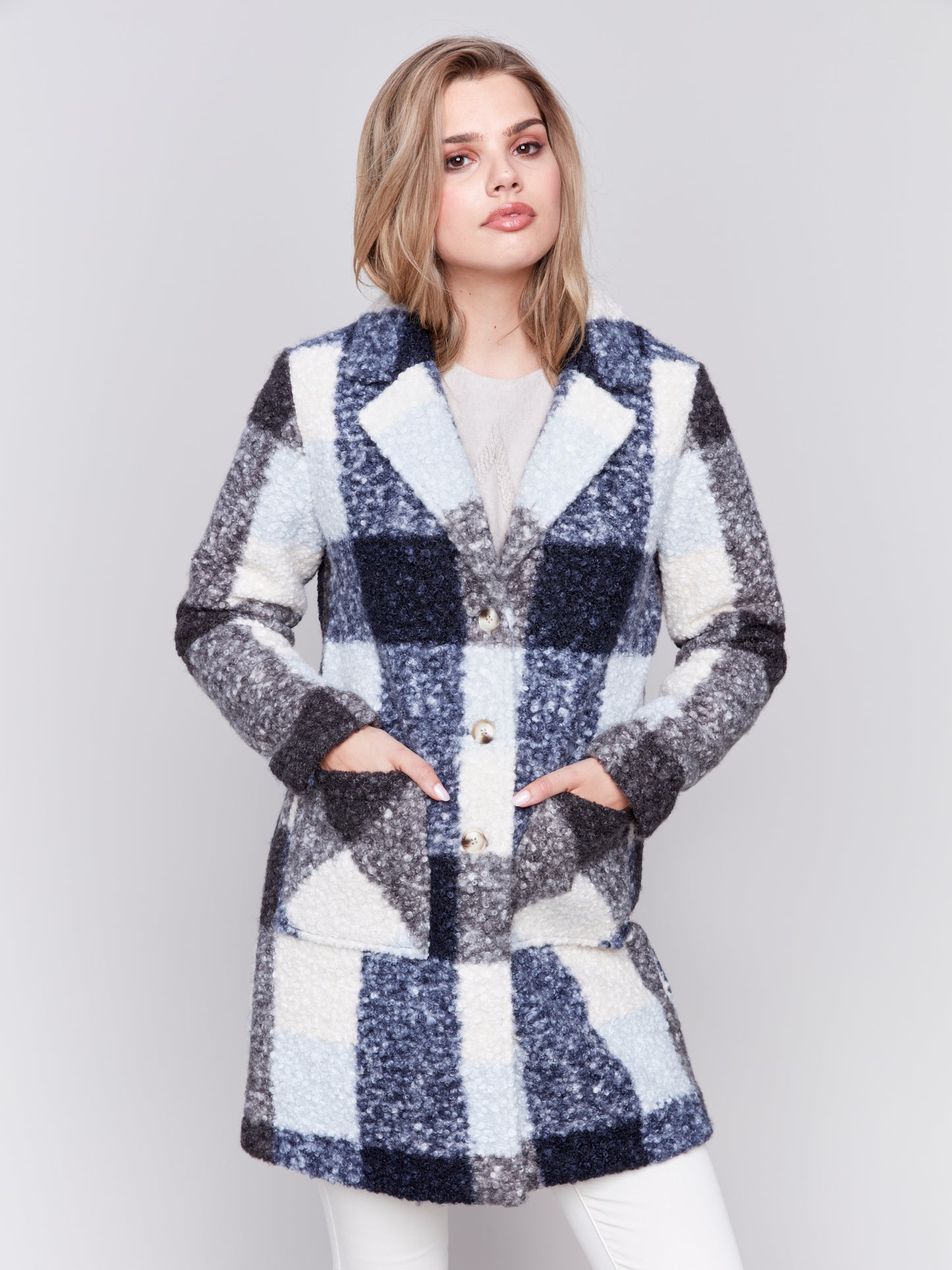 CB Plaid Coat Boucle Knit