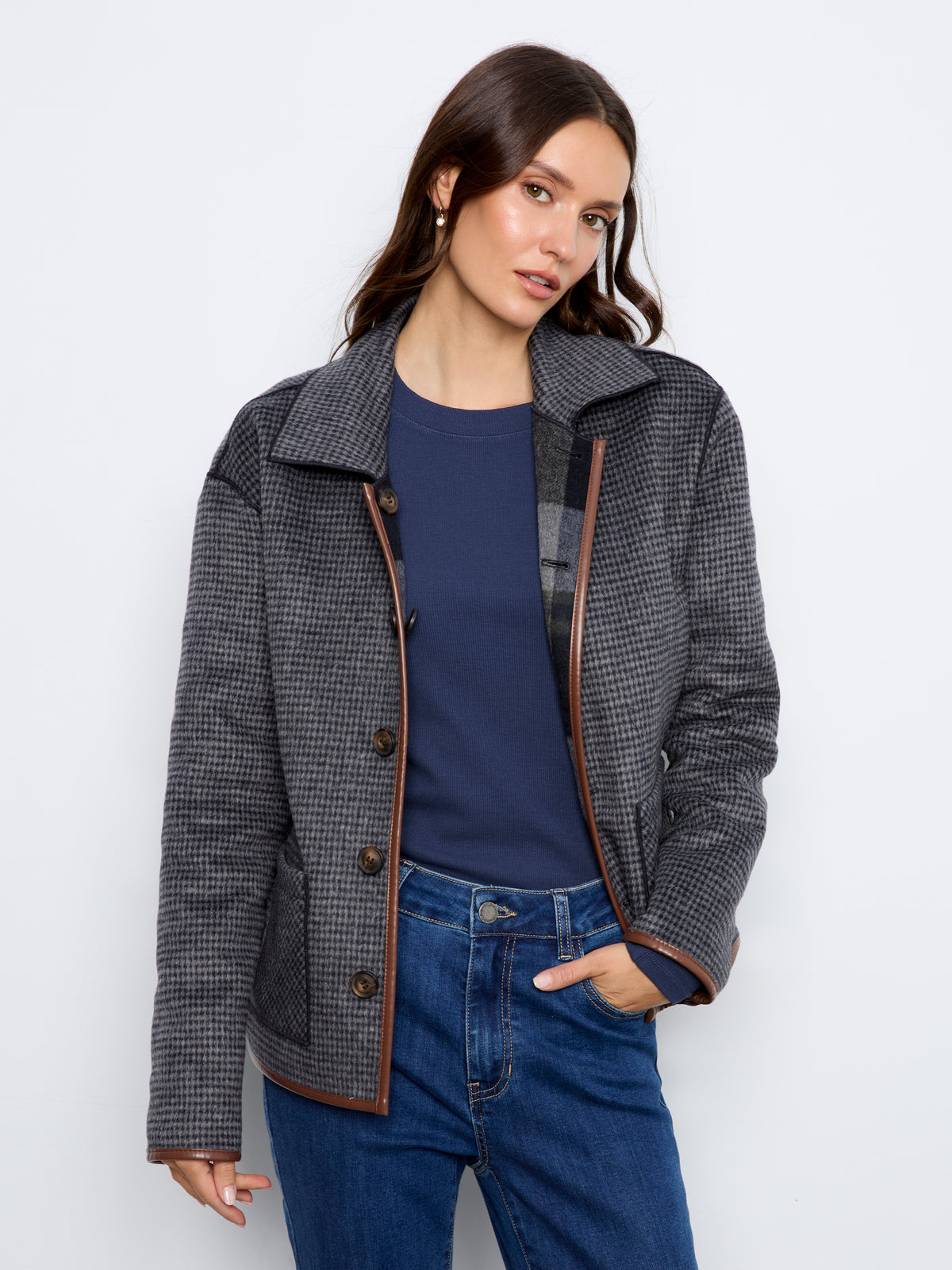 CB Rev. Plaid Jacket W/Leather