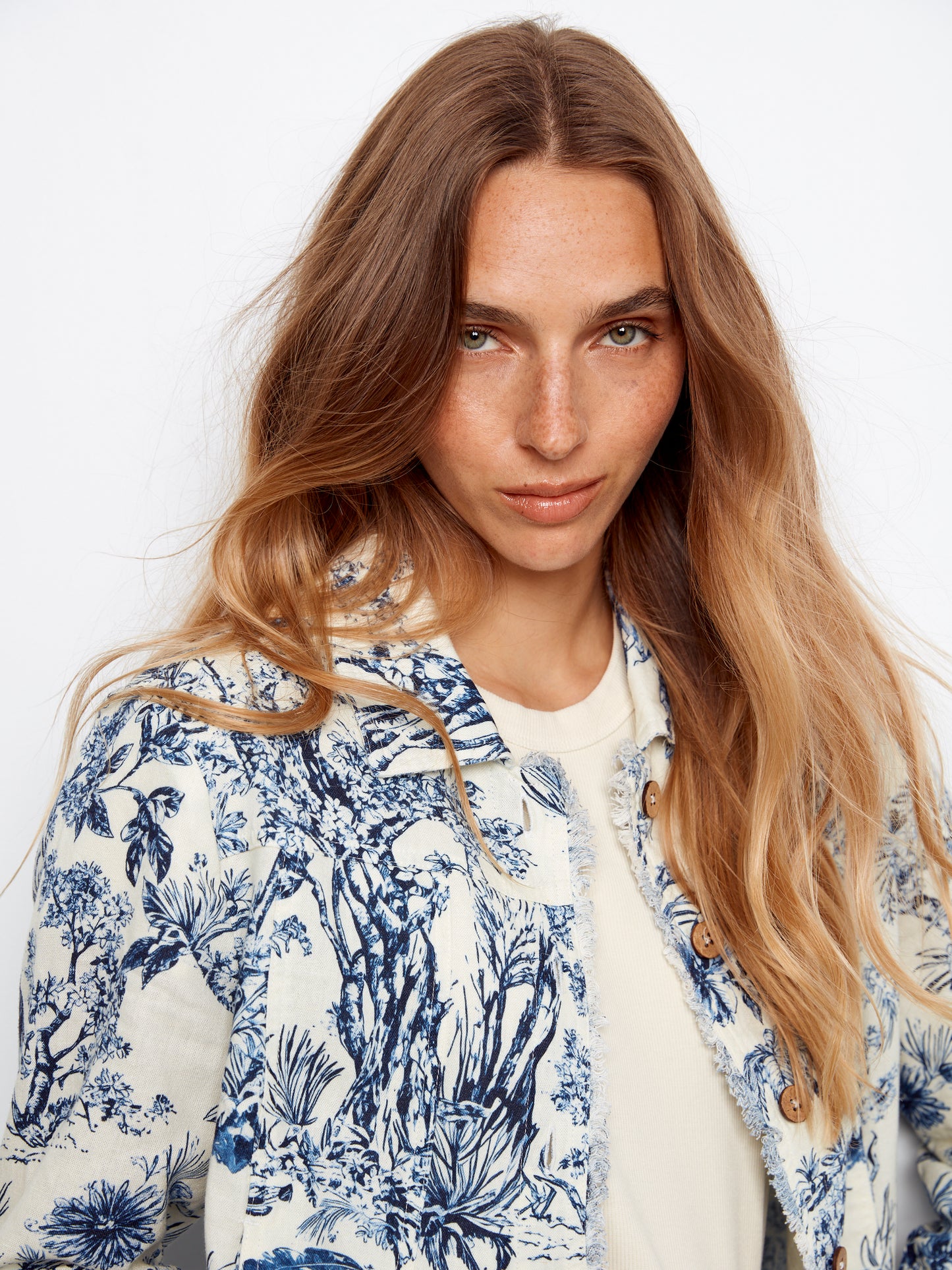 CB Printed Linen Jean Jacket