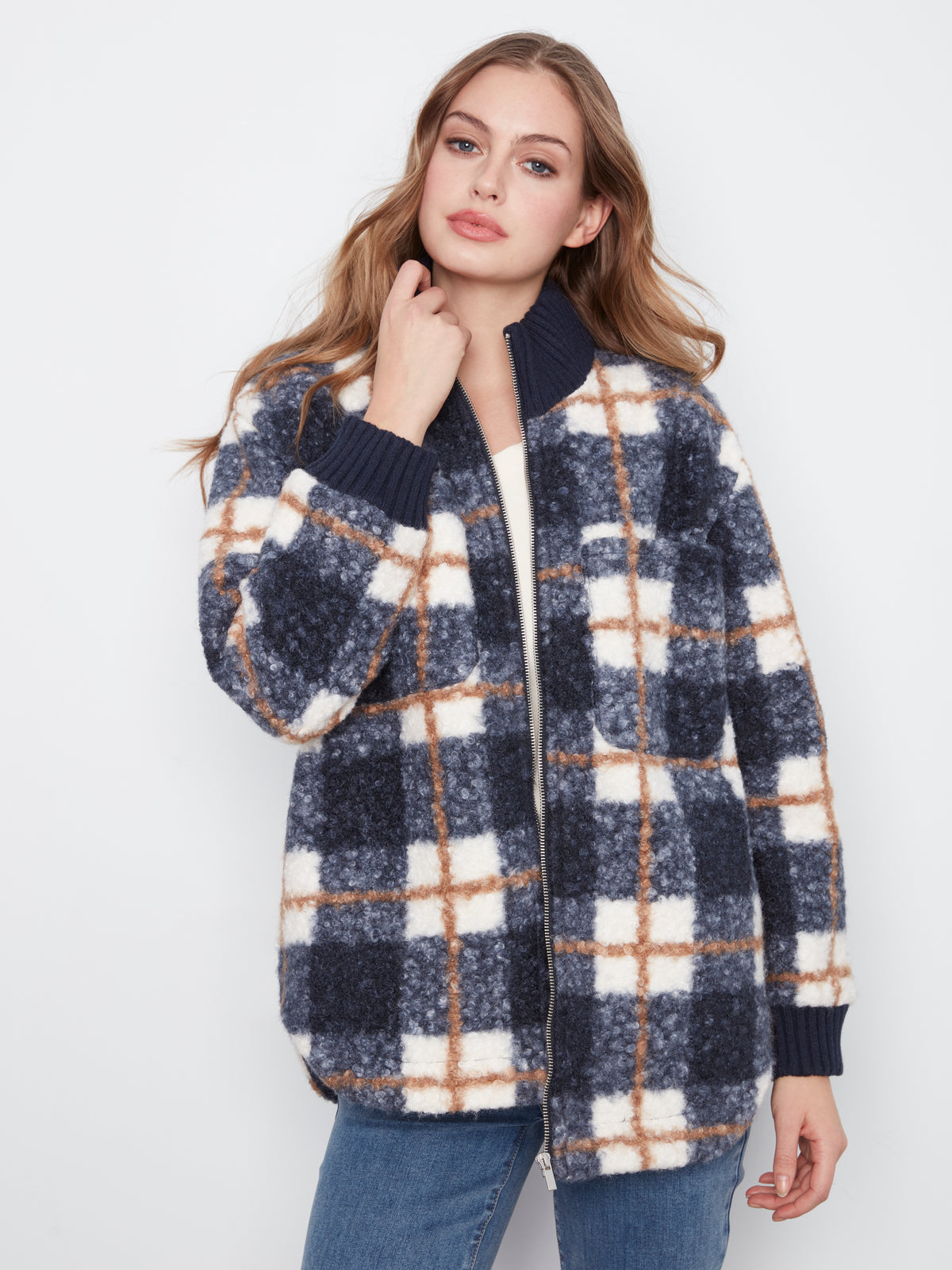 CB Boucle Jacket W/Rounded Hem