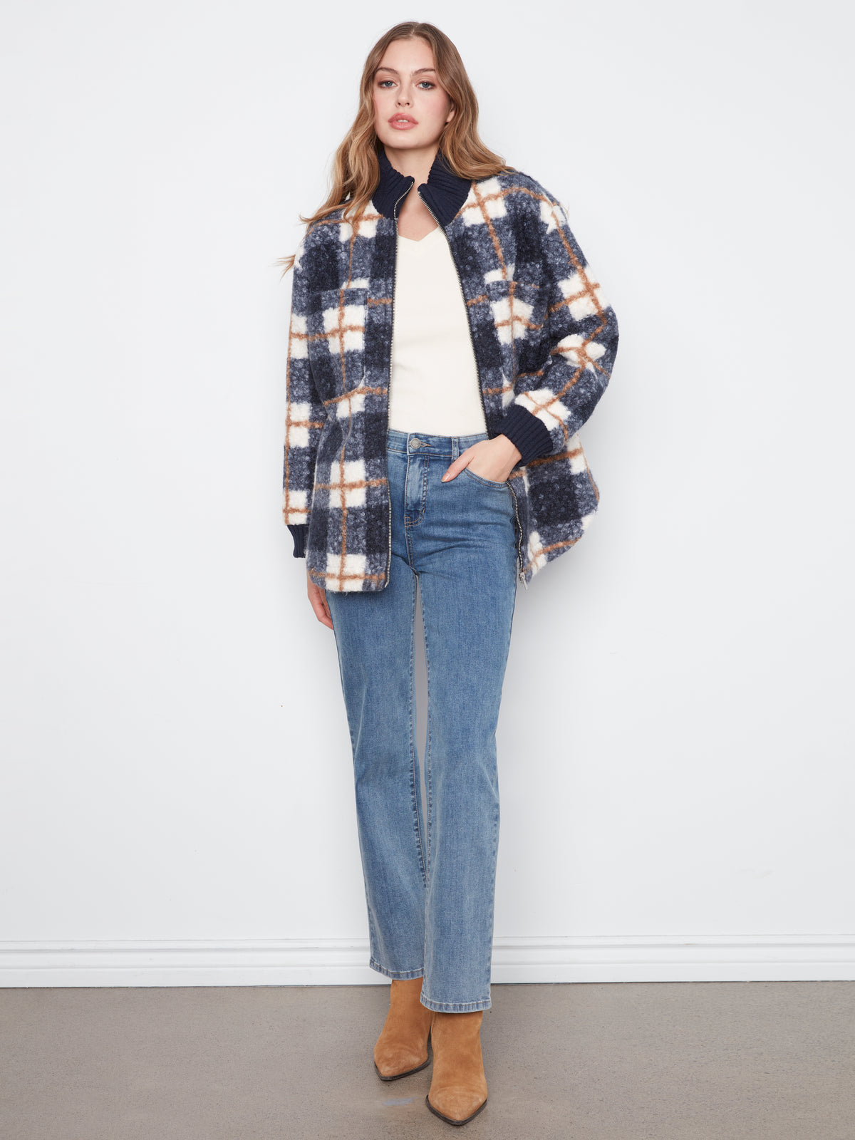 CB Boucle Jacket W/Rounded Hem