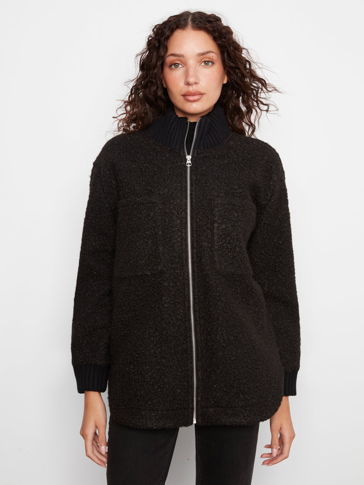 CB Boucle Jacket W/Rounded Hem