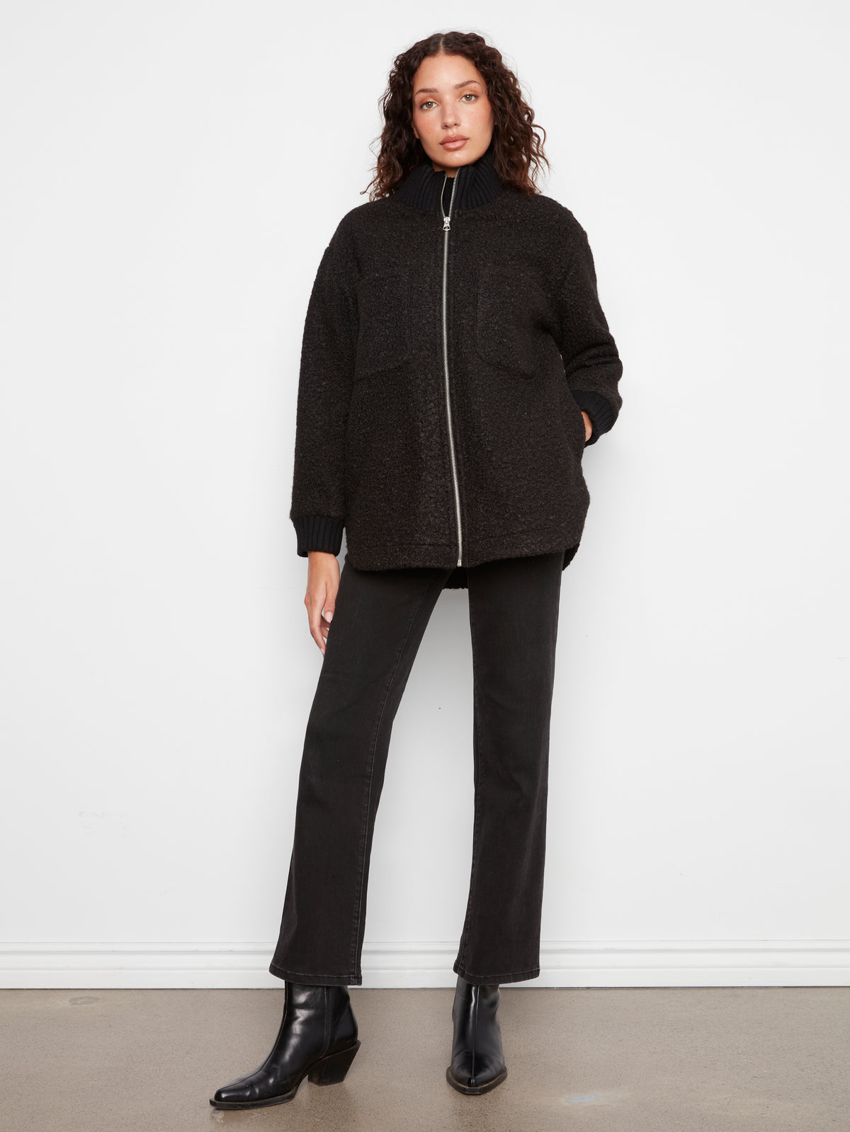 CB Boucle Jacket W/Rounded Hem