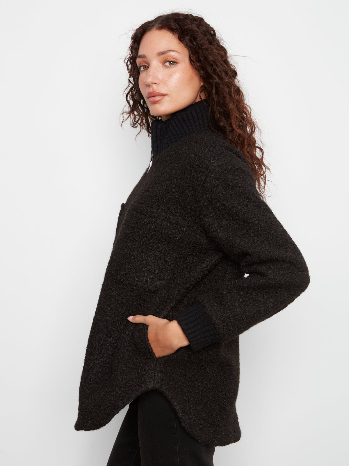 CB Boucle Jacket W/Rounded Hem