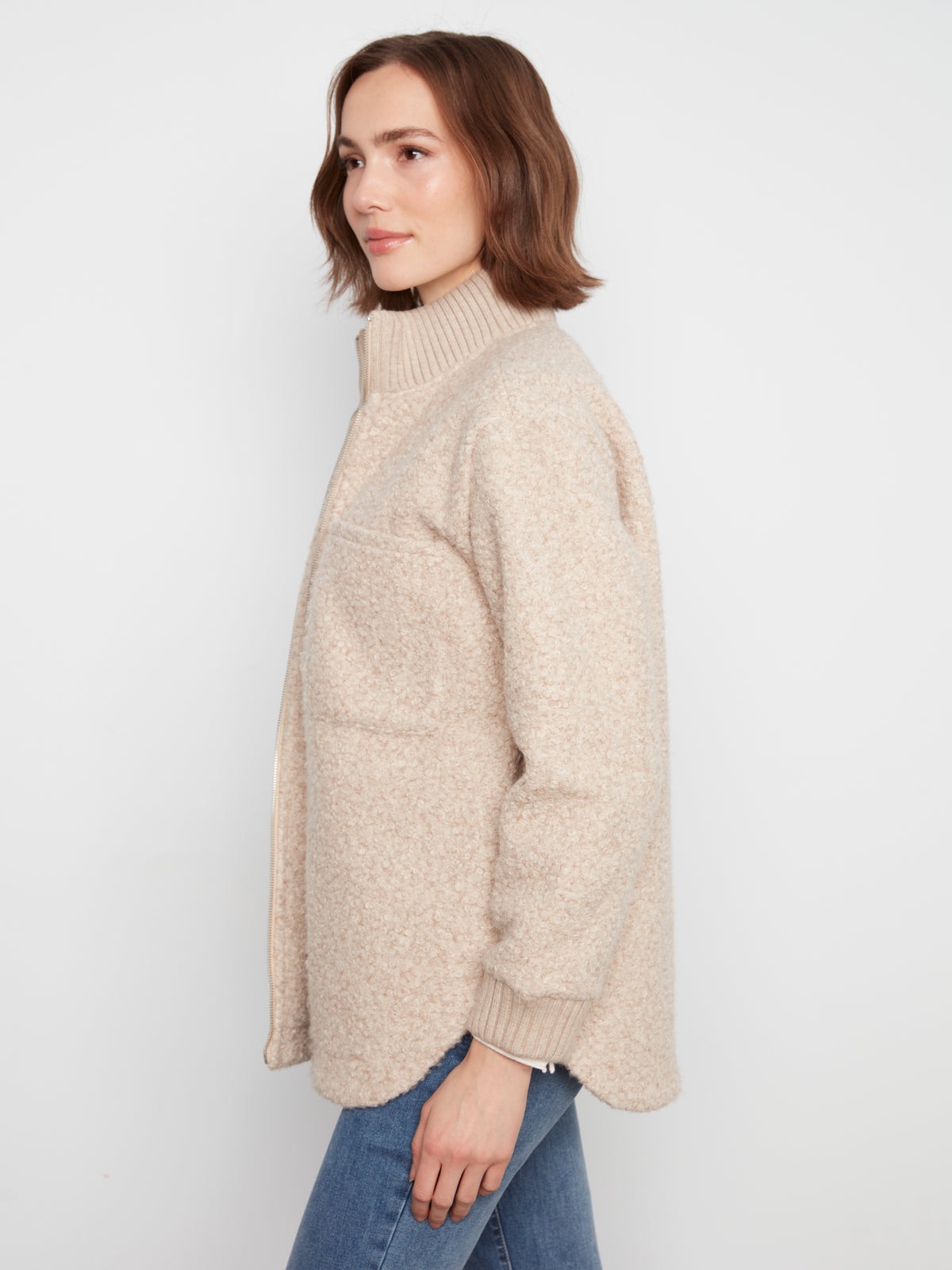 CB Zip Front Boucle Jacket