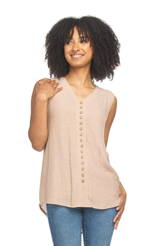 PPLN Slv Less Blouse Layered Front