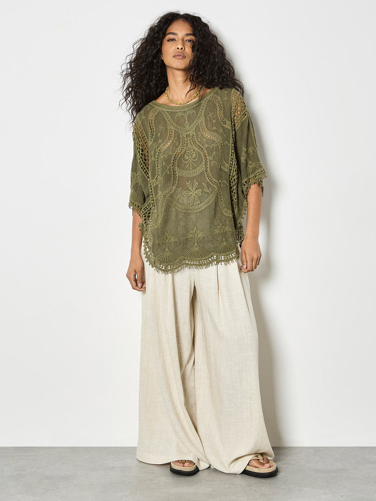 AP Embrod. Cotton Crochet Top