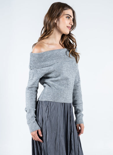 CCT Off Shoulder Light Sweater